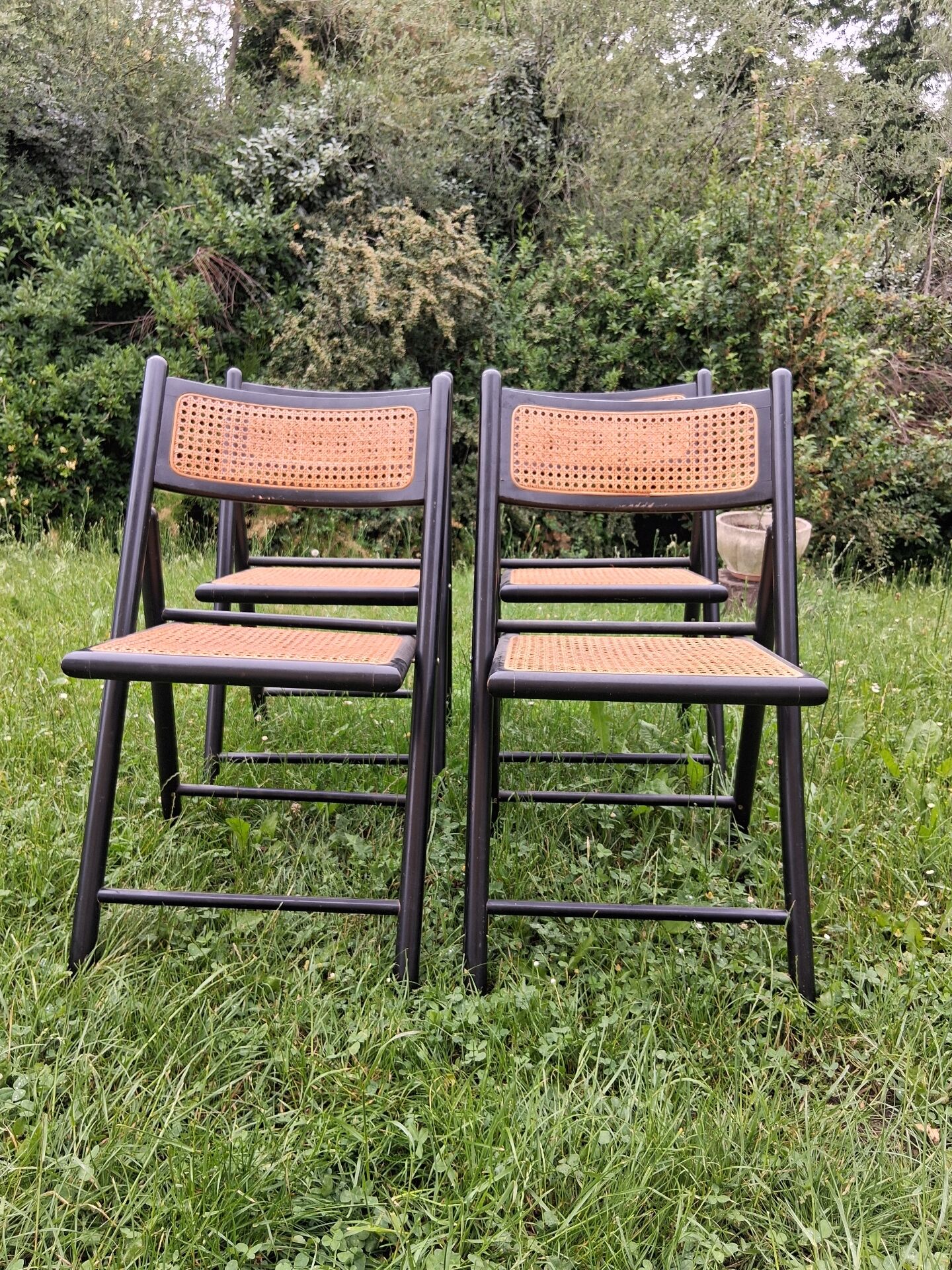 Chaises pliantes cannée