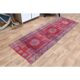 Vintage 1970s Turkish Oushak Handmade Pink Red Wool Wool Runner 89X265