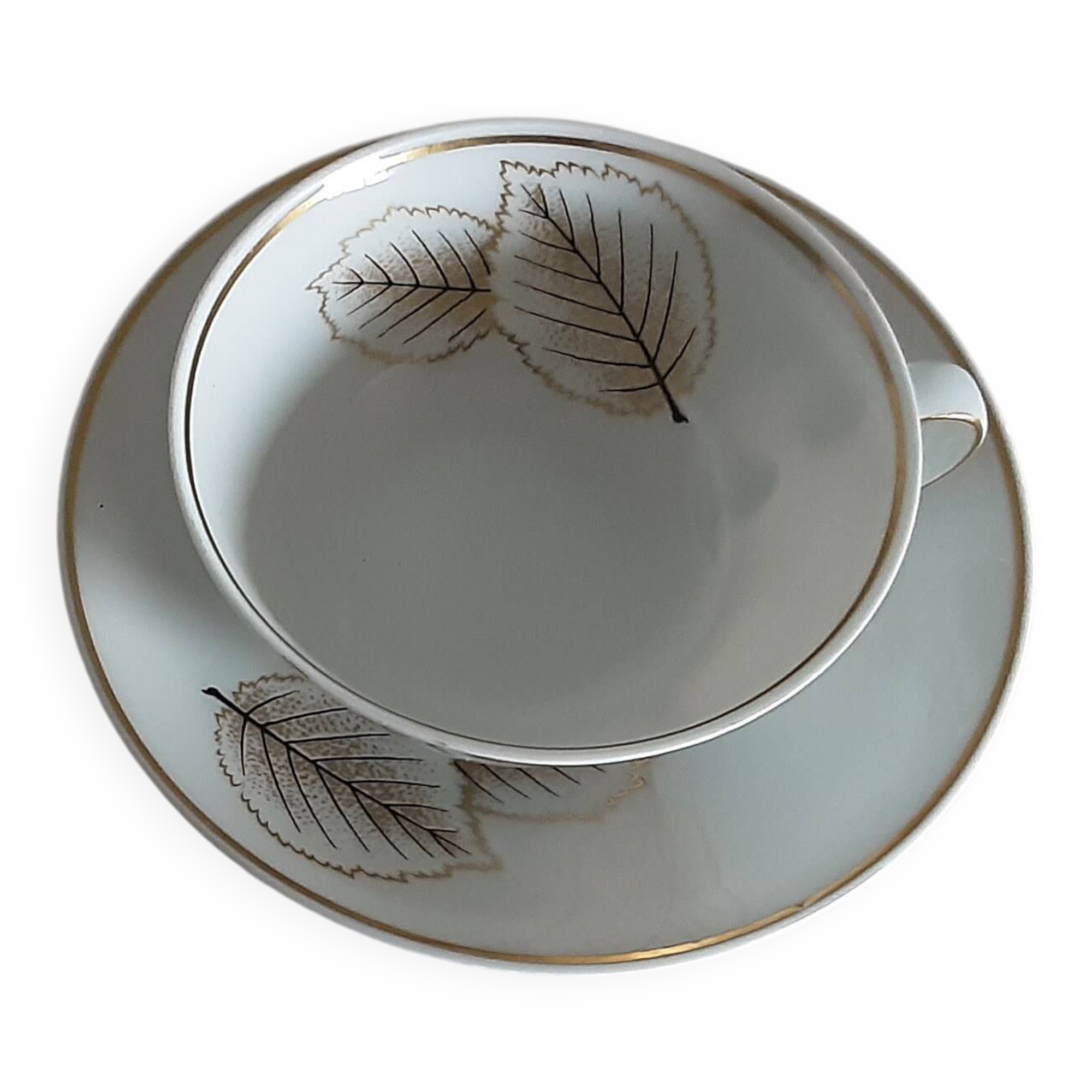 Cup and saucer in Limoges porcelain by Bernardaud Catherine.