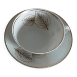 Cup and saucer in Limoges porcelain by Bernardaud Catherine.