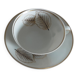 Cup and saucer in Limoges porcelain by Bernardaud Catherine.