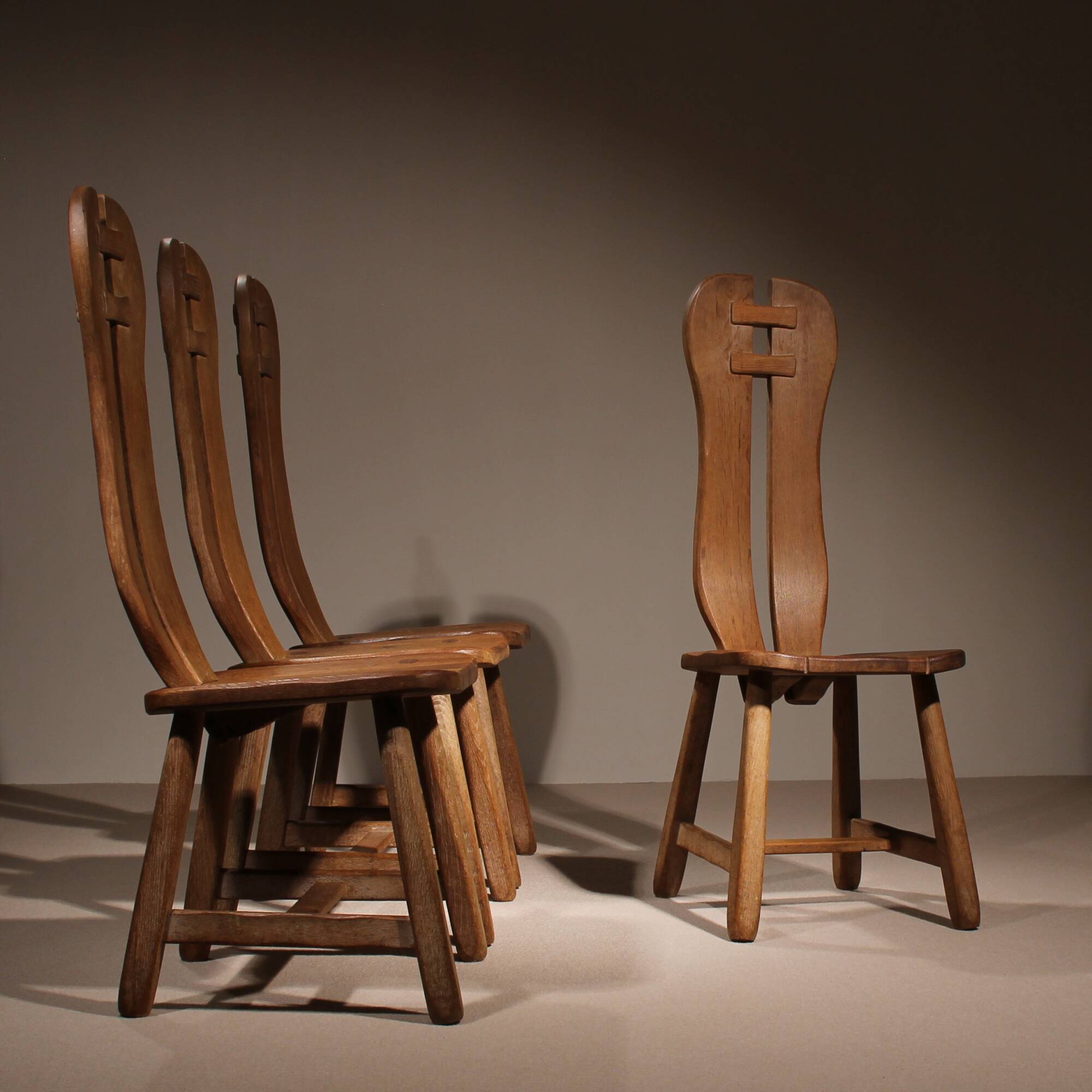 Four Brutalist Dining Chairs by De Puydt | Belgium 1970s