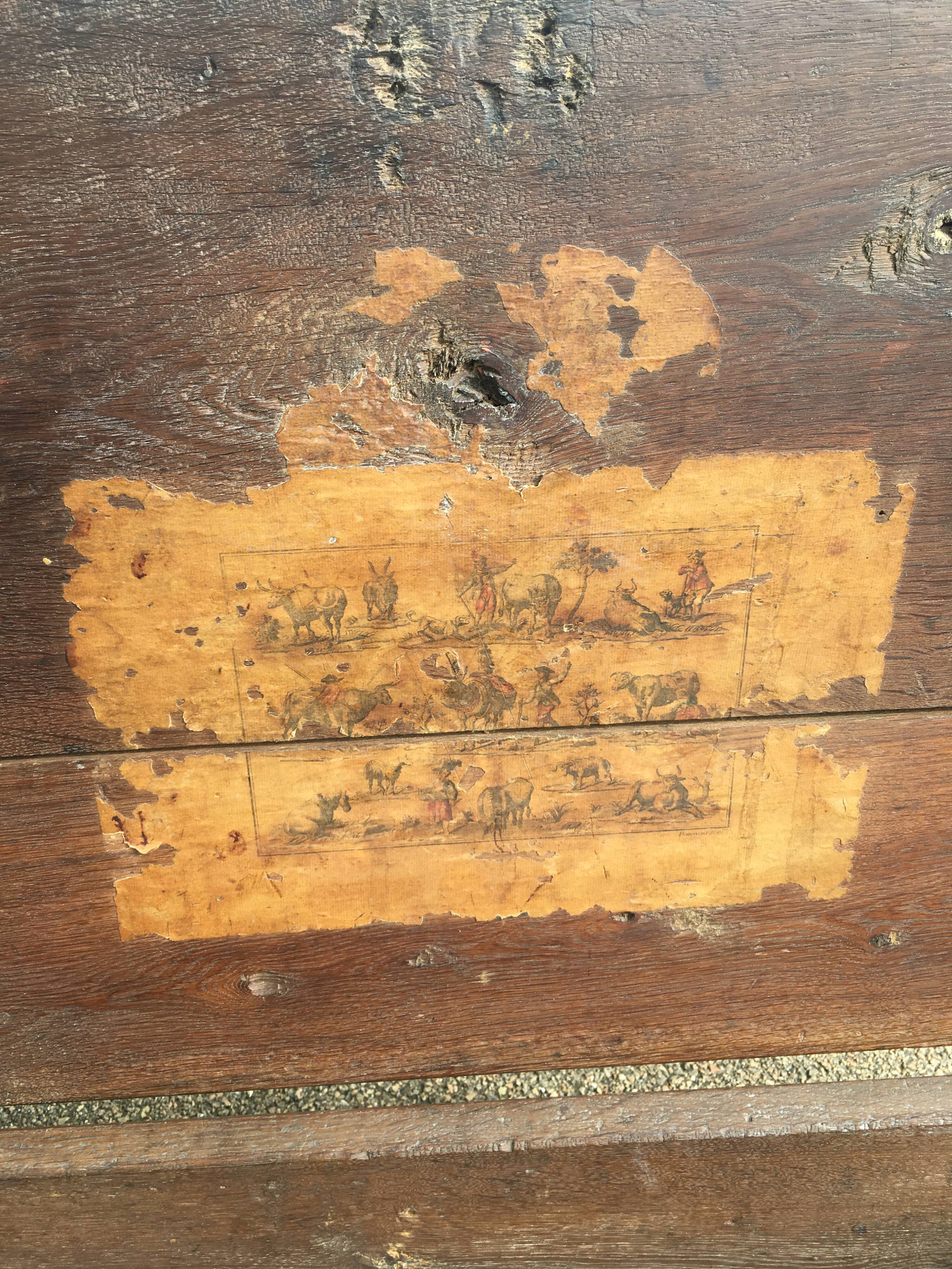 Old solid oak chest early XVIII Brutalist