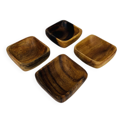 4 ramequins scandinaves teck, années 60, vide poche