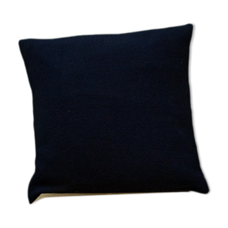 Housse de coussin upcyclée bleu marine en laine 45x45cm