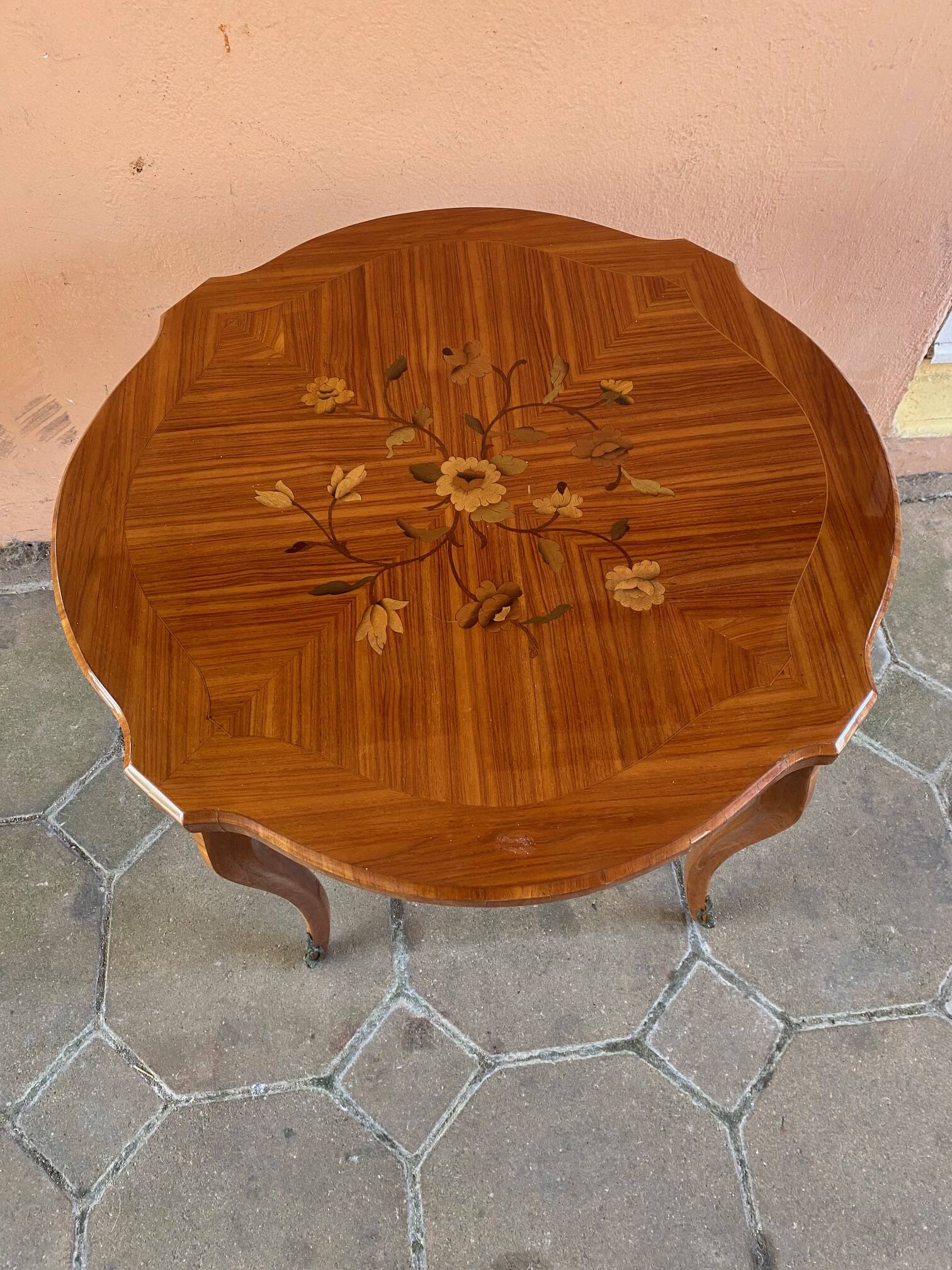 Louis xv style coffee table rosewood marquetry stamped skalski