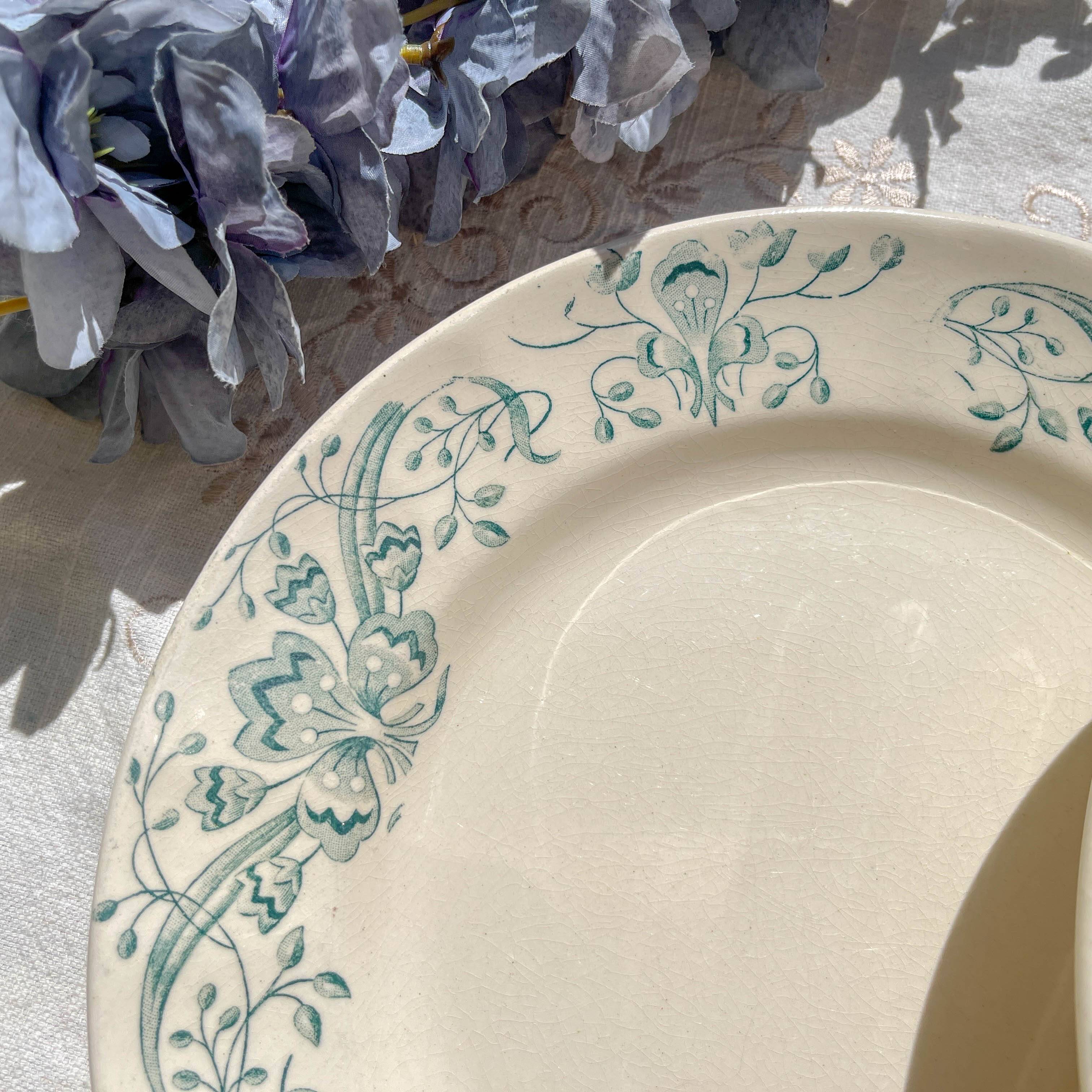 Set of 6 Antique Flat Plates "Figuig" Iron Earth – Longchamp 19th Century