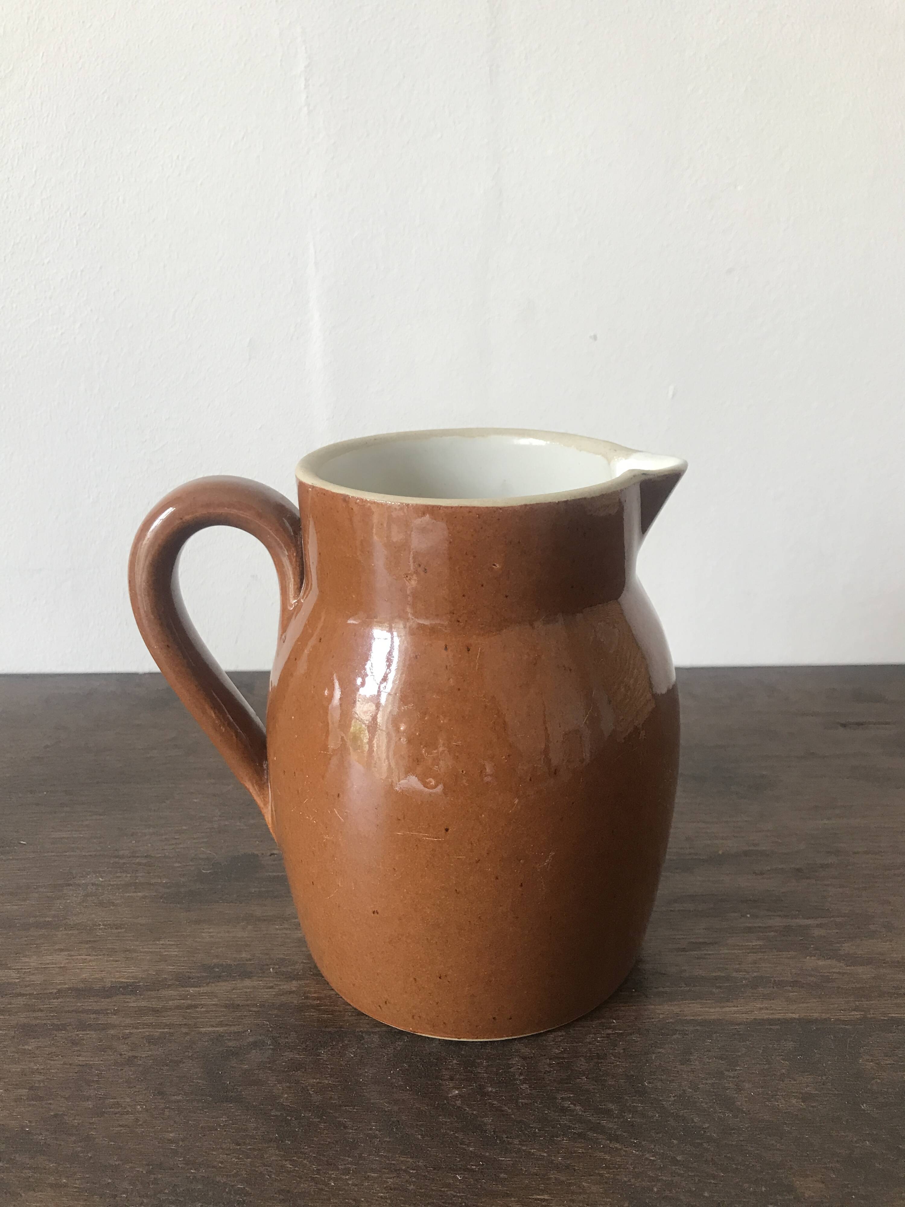 Set of 3 glazed stoneware jugs