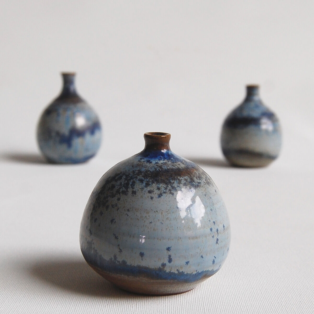 Trio de céramiques miniatures bleues Antonio Lampecco