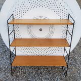 String shelf from the 60s in oak and metal