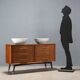 Vintage mahogany veneered commode with basins, 1960s design.