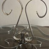 Joli plateau à fromages en verre et inox arabesques