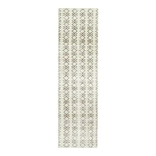 1970s Turkish Hand-Knotted Wool Cotton Beige Runner Rug 70x262
