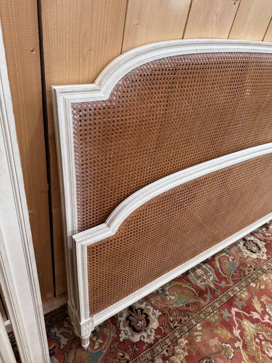 Double headboard – Louis XVI style – Lacquered wood & Rattan caning