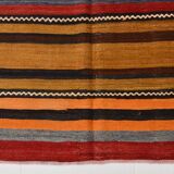 6x9 Green Orange Striped Turkish Vintage Kilim Rug 174x272Cm SK 2311