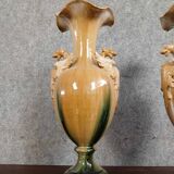 Delphin MASSIER (1836-1907) (after): Pair of large baluster-shaped earthenware vases