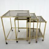 1970's italian brass & smoked glass nesting tables