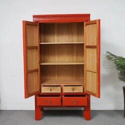 Red solid wood wedding wardrobe