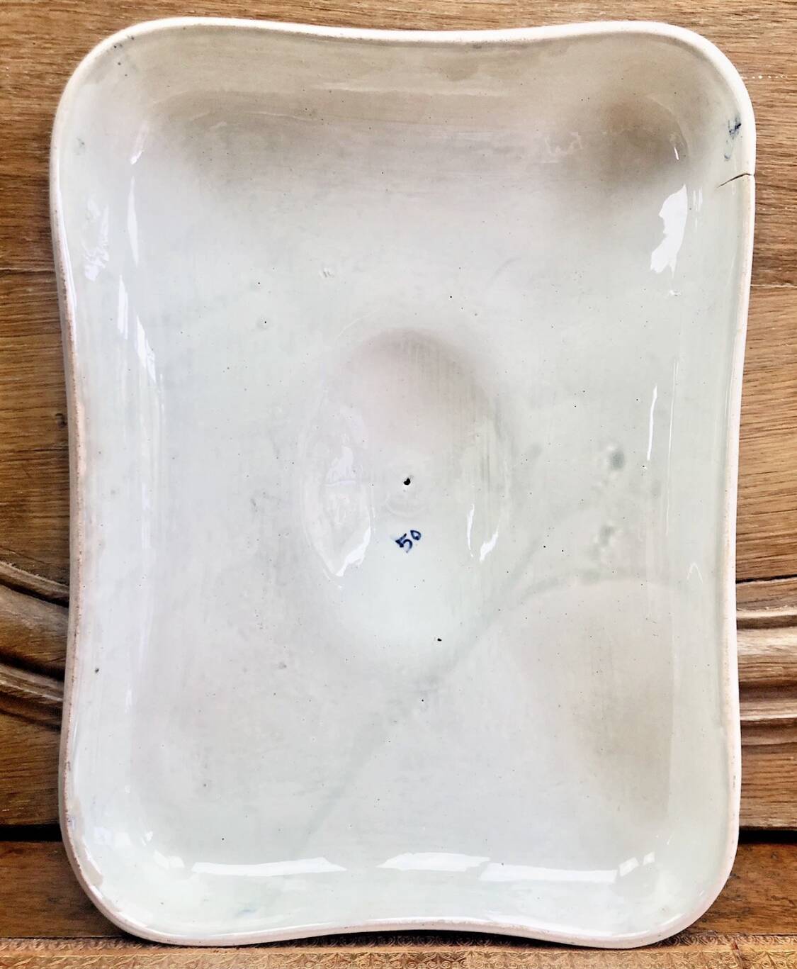 Ancien plat couvert faïence Gien modèle corne d’abondance XIX