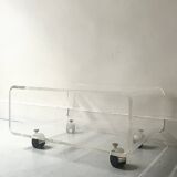 Transparent plexiglass coffee table by Roche Bobois, 1970s design.