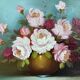 Pair of oils on canvas signed by Robert Cox, floral still lifes.