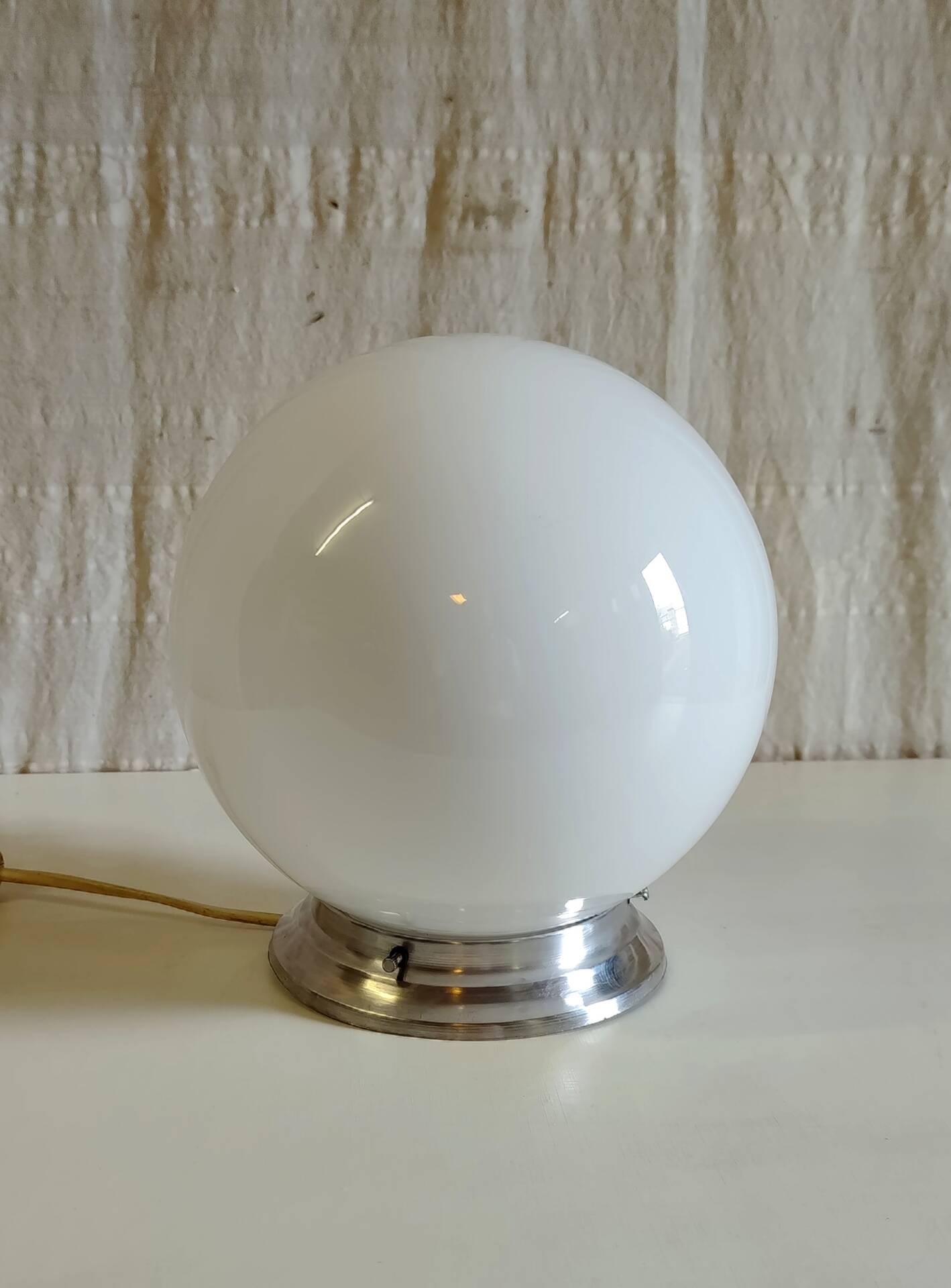 Ceiling light or table lamp with opaline globe diameter 20cm - mid 20th century