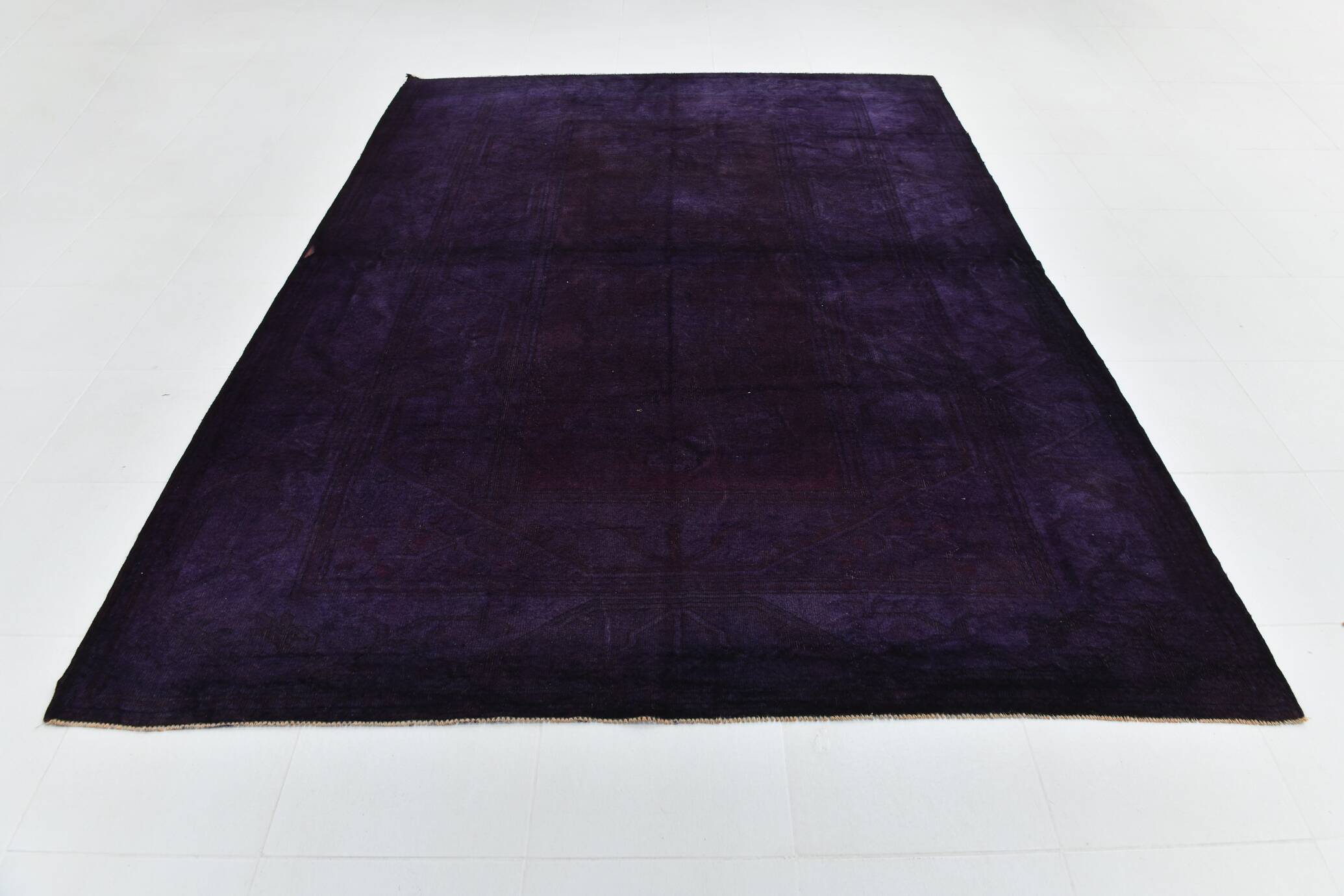 7x10 Dark Purple Turkish Vintage Rug, 215x292 Cm