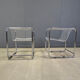 Pair of plexiglass and tubular chrome armchairs, 1970s