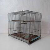 Ancienne cage à oiseau vert mint métal vintage