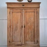 Large vintage linen cabinet, old Parisian buffet furniture, wardrobe