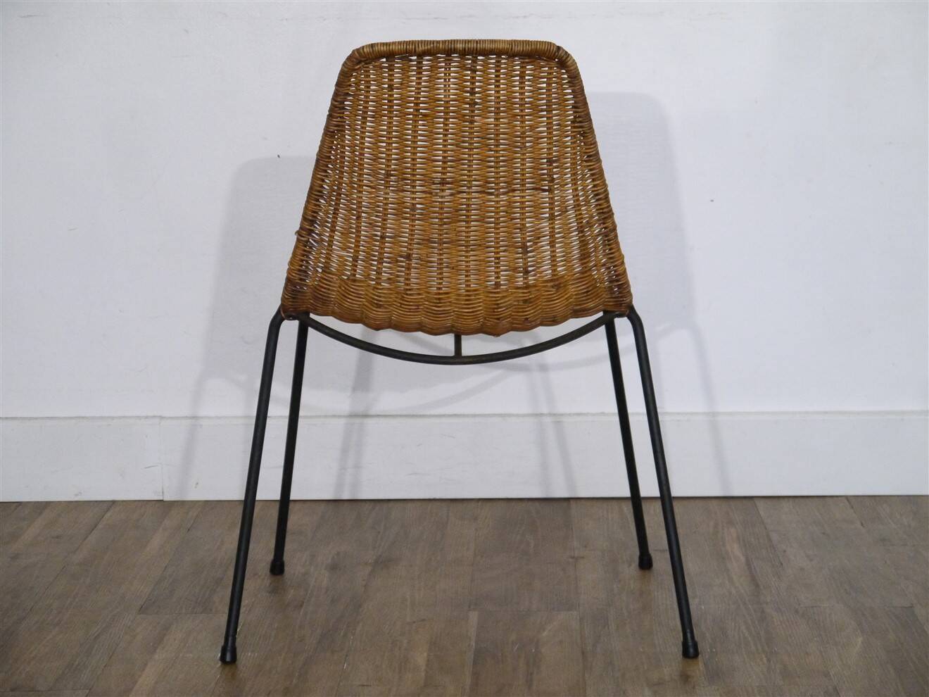 G.Franco Legler rattan and metal basket chair