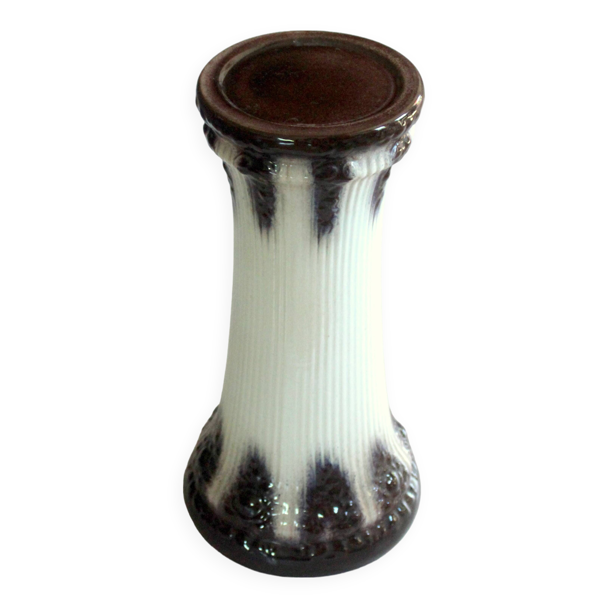 Mid Century flower column, plant stand, made of ceramic, brown/white, vintage from the 60s