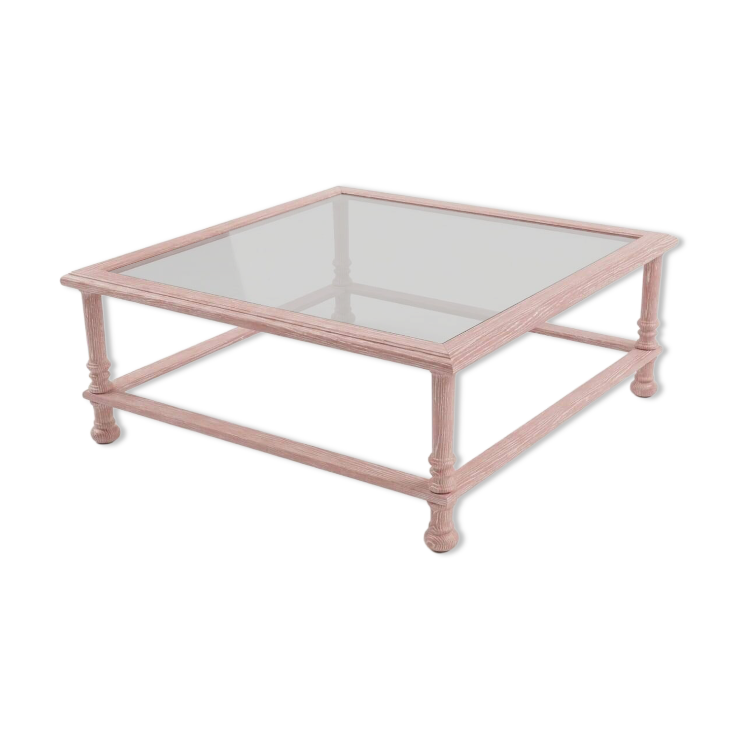 Table Basse Carrée – Bois Massif Cérusé Rose