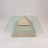 Table basse pyramidale en travertin italien, années 1980
