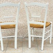 Paire de chaises paillées blanches vintage