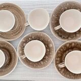 6 Cups and 5 Saucers Ecume model Faïencerie De Niderviller, Made in France