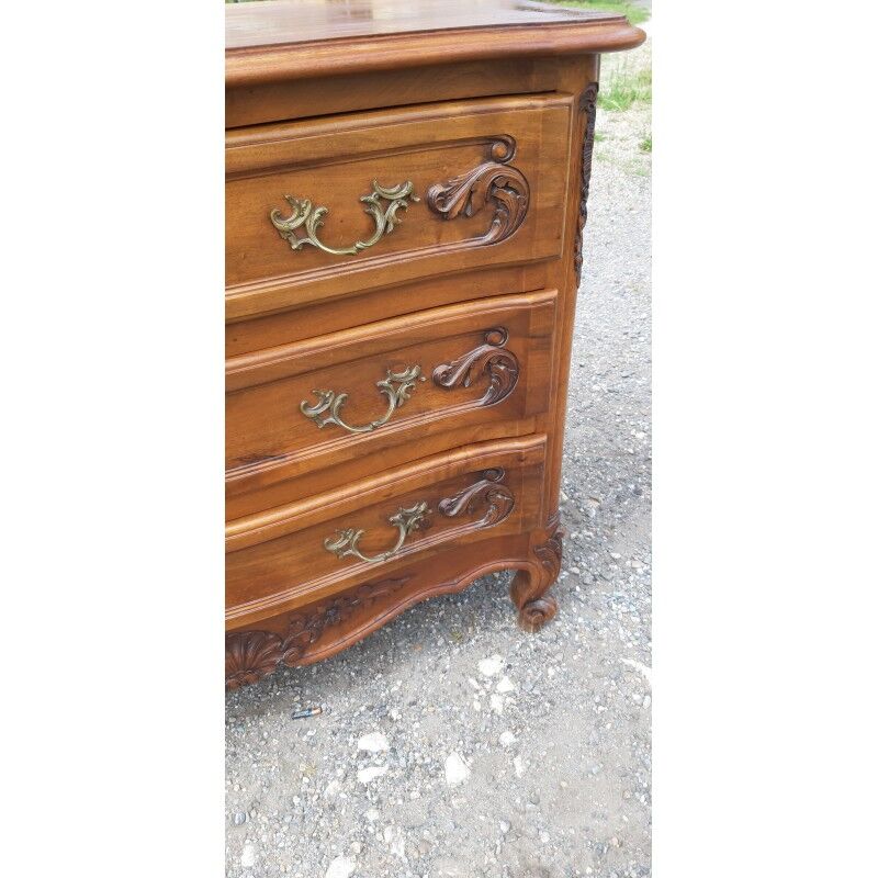 19th Century Walnut and Brass Commode, 3 Drawers