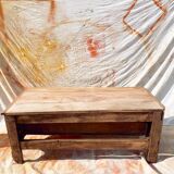 Vintage and rustic TV stand or coffee table in carved raw wood