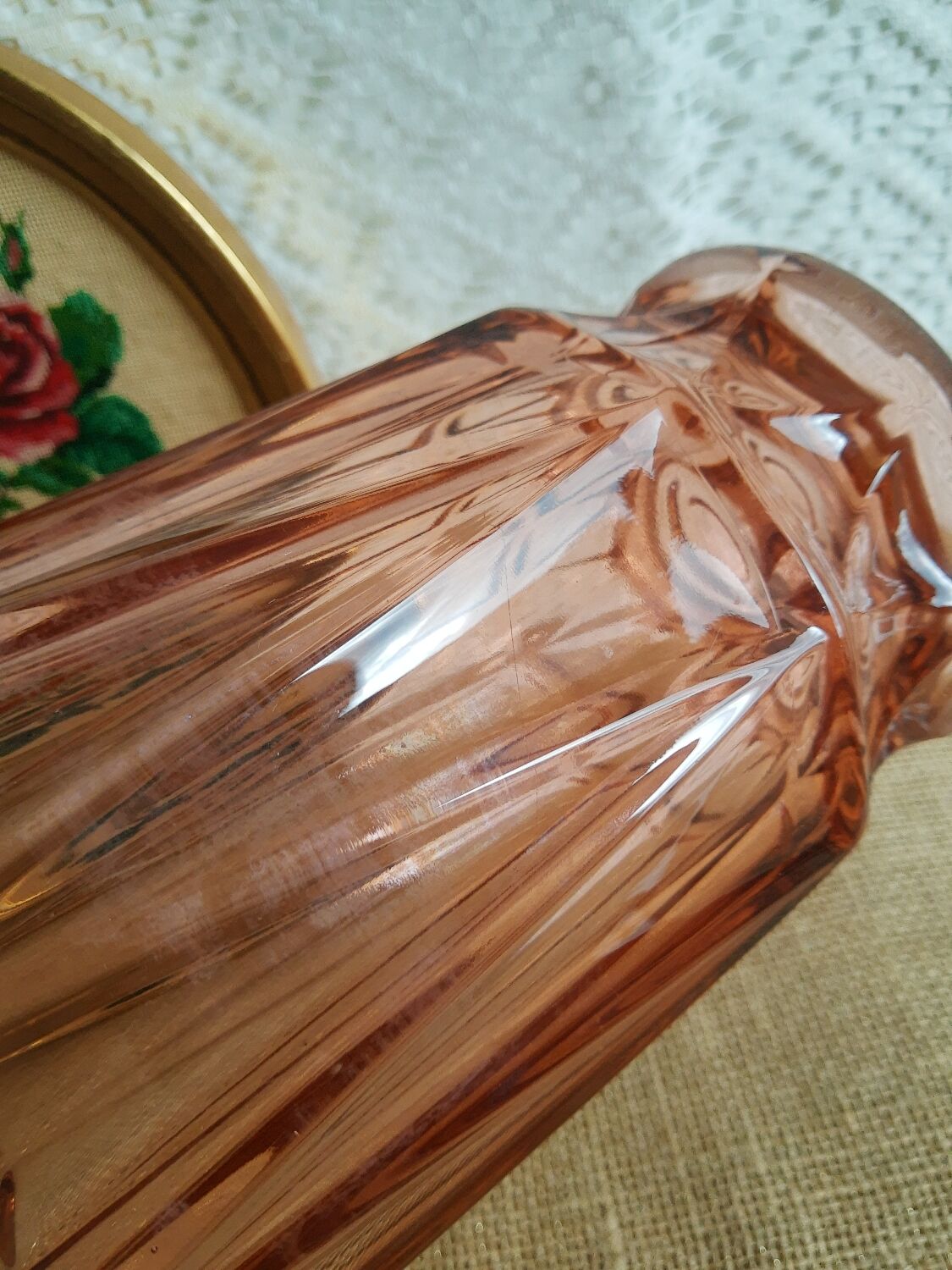 Vintage rosaline pink glass vase