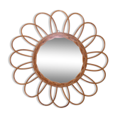 Miroir soleil en rotin vintage 18cm