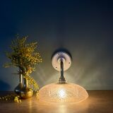 Vintage pink frosted glass wall lamp with elbow arm