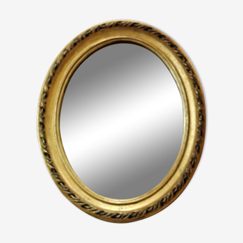 Miroir en plâtre de forme ovale avec fond de plâtre couleur or bord décoratif dos en contreplaqué