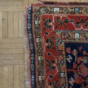 Antique handmade Persian Qashqai nomadic rug – blue background 94x112cm