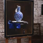 Still life with Westerwald jug on pewter plate – Marjolein van den Berg