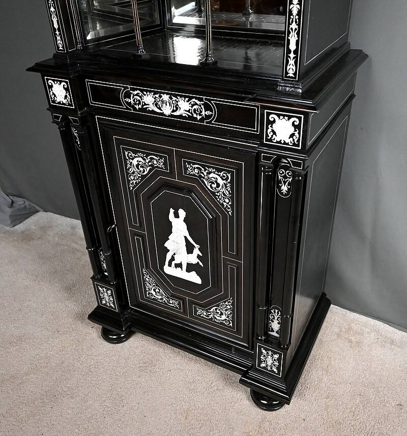 Display Cabinet in Blackened Pear Wood, Napoléon III period – 2nd half of the 19th century