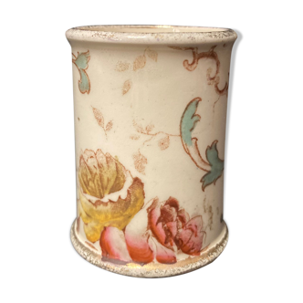 Vase rouleau faïence décor floral fin XIXème Gien