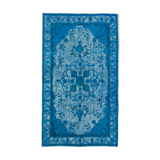 Hand-Knotted Bohemian Turkish 1970s 152 cm x 263 cm Blue Carpet