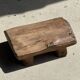 Small stool, footrest in organic blond teak monoxyle wabi-sabi L31