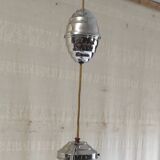 Art Deco suspension in chrome metal and opaline globe - mid 20th century