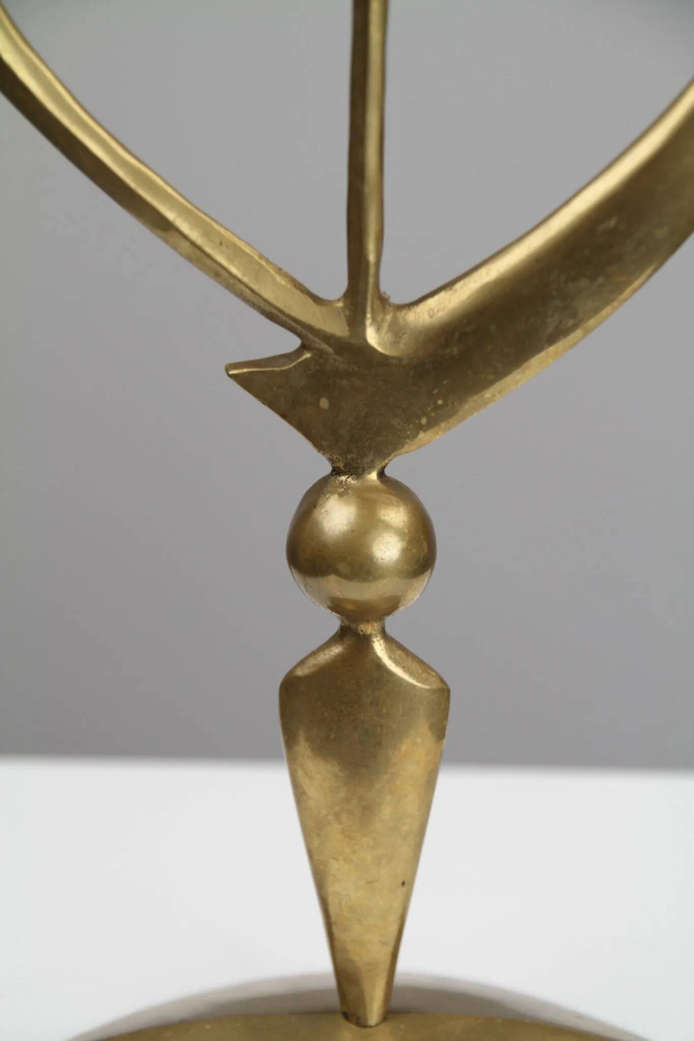 Solid Brass Three-Arm Candelabra — Modernist, 1960s